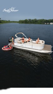 SunChaser-DS-Pontoon-Friends-tubing-on-water